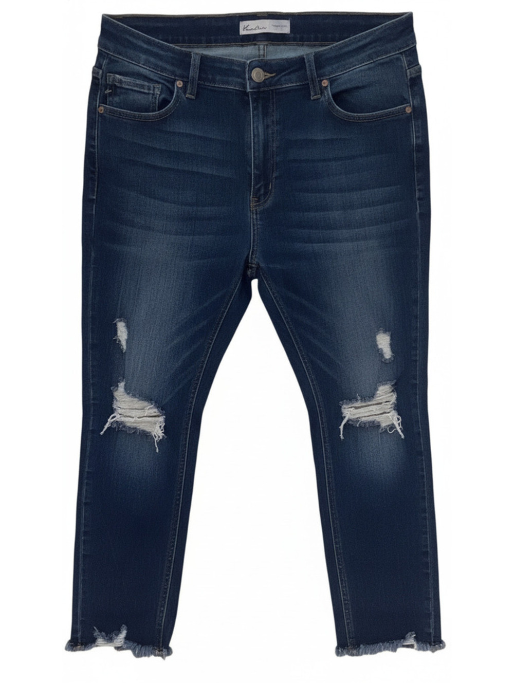 KanCan Women's Dark Wash Distressed Ankle Skinny Stretch 5-Pocket Jeans 31